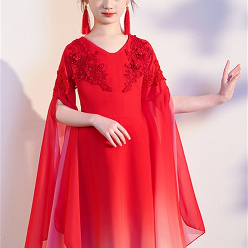 新款儿童古筝演出服中国风钢琴二胡表演服仙女款服装气质水袖飘逸