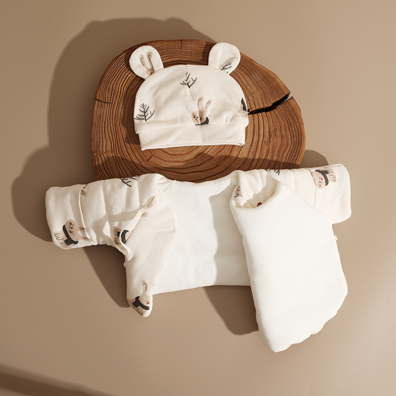 婴姿52码新出生婴儿半背衣秋冬季加厚初生兔宝宝冬天夹棉衣服冬装