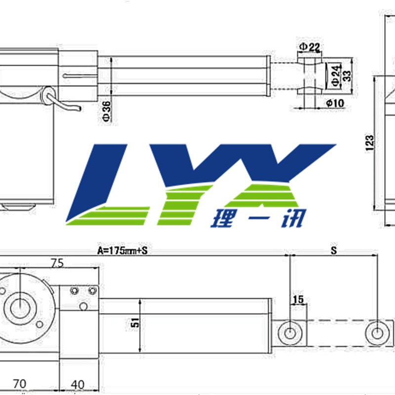 6000N电动推杆 LX600 12V24V直线电机 升降器 开窗器 伸缩杆