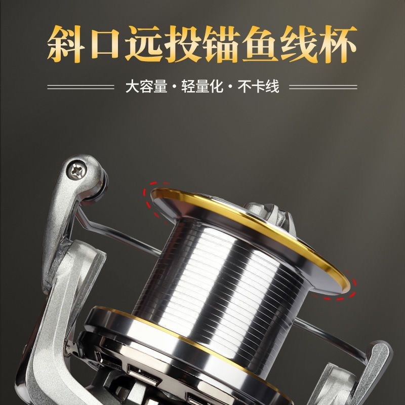远投鱼轮全金属线杯14000无间隙鱼线轮海杆O抛竿轮轻量远投锚鱼轮