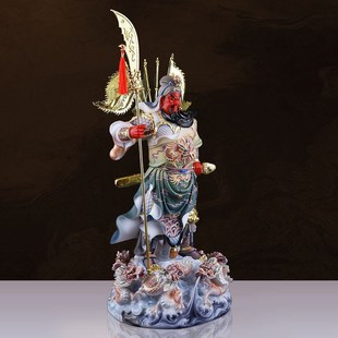 汉白玉九龙关公家用室内摆件武财神关二爷做生意店铺招财关羽神像