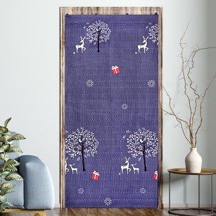 加厚毛绒棉门帘冬天防吹厚重女孩家用门帘免打孔粘贴卧室屋内帘