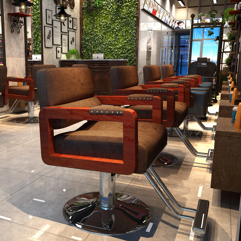 理美发椅子发廊专用可升降调节理发店理发椅欧式复古风实木剪发椅