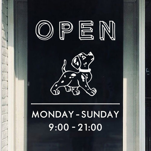 宠物店门贴 墙面装饰 玻璃门贴纸 墙贴 营业时间 业务范围 广告贴