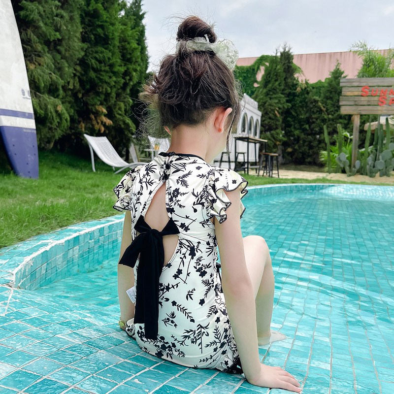 女童泳衣夏季2024新款女宝宝中国风泳装洋气新中式女孩连体游泳衣