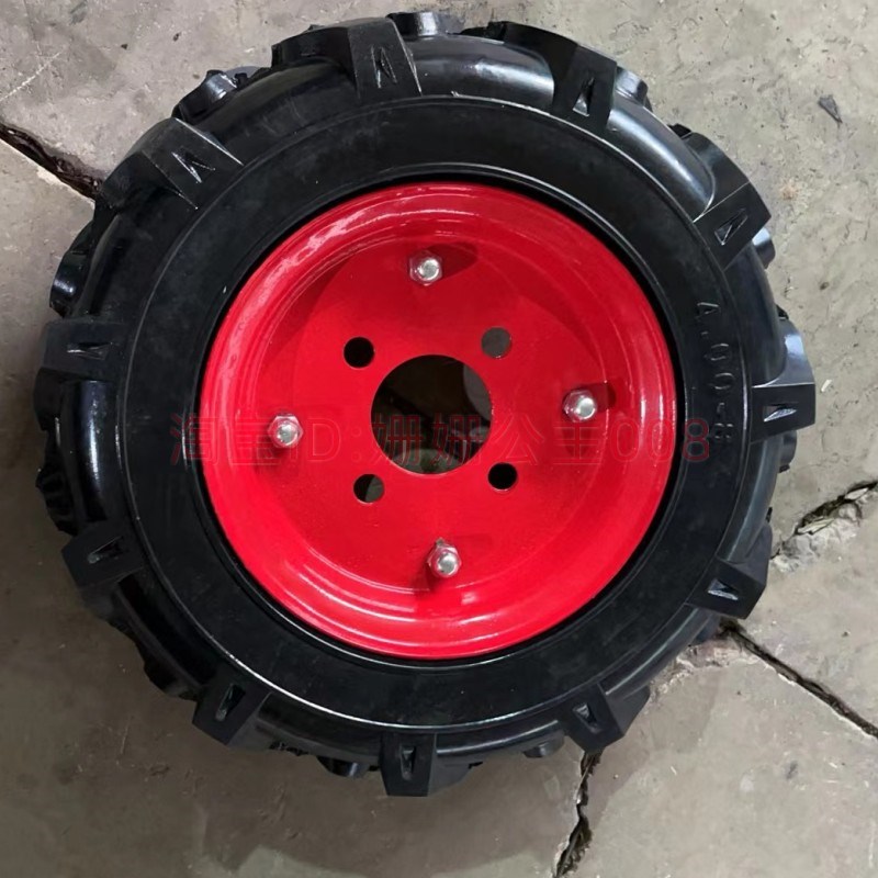 全实心橡胶轮甲字实心胎山地胎电动车后轮带轮毂粗纹人字型轮胎