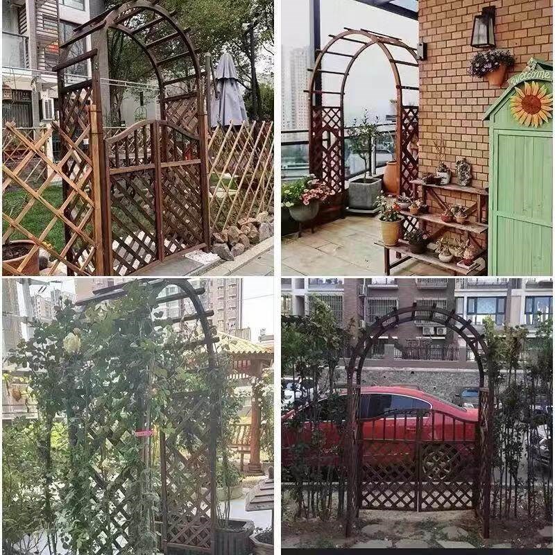 拱门花架爬藤实木花园门架木质拱形防腐碳化木户外庭院葡萄架门头