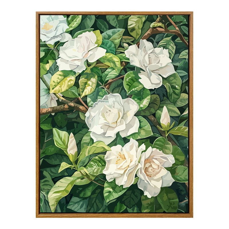 治愈栀子花diy数字油画高级感消磨时间的手工成人涂色填色油彩画