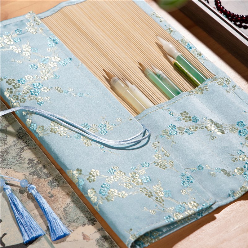 文房四宝多功能便携收纳袋笔袋精美手工笔帘写生文具袋高颜值大容