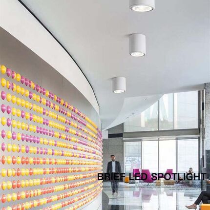 cob明装射灯可调角度调方向led背景射灯圆形走廊吸顶免开孔过道