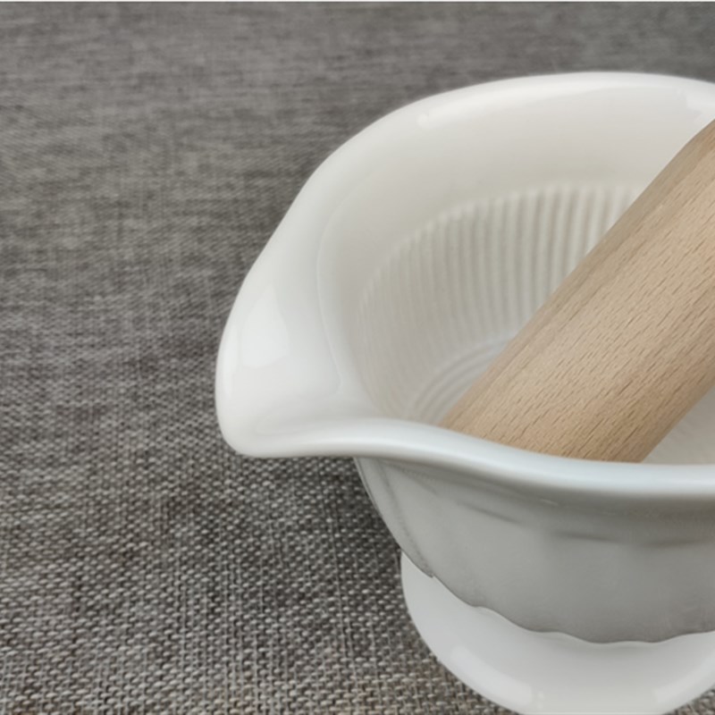 骨瓷研磨碗带把手陶瓷磨泥器擂碗捣碗宝宝辅食米糊肉泥菜泥制作碗