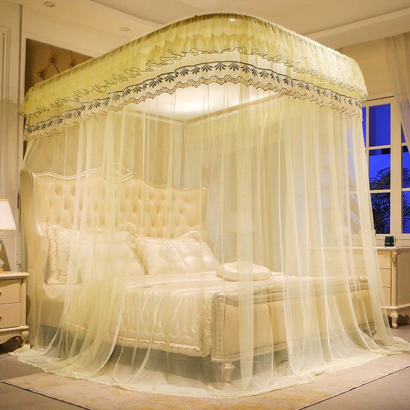 新款导轨蚊帐家用u型轨道公主风1.8m床1.5米加密加厚支架伸缩滑轨