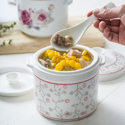 双盖陶瓷燕窝炖盅 1-2人大小号家用骨瓷蒸汤盅炖罐带盖隔水炖内胆