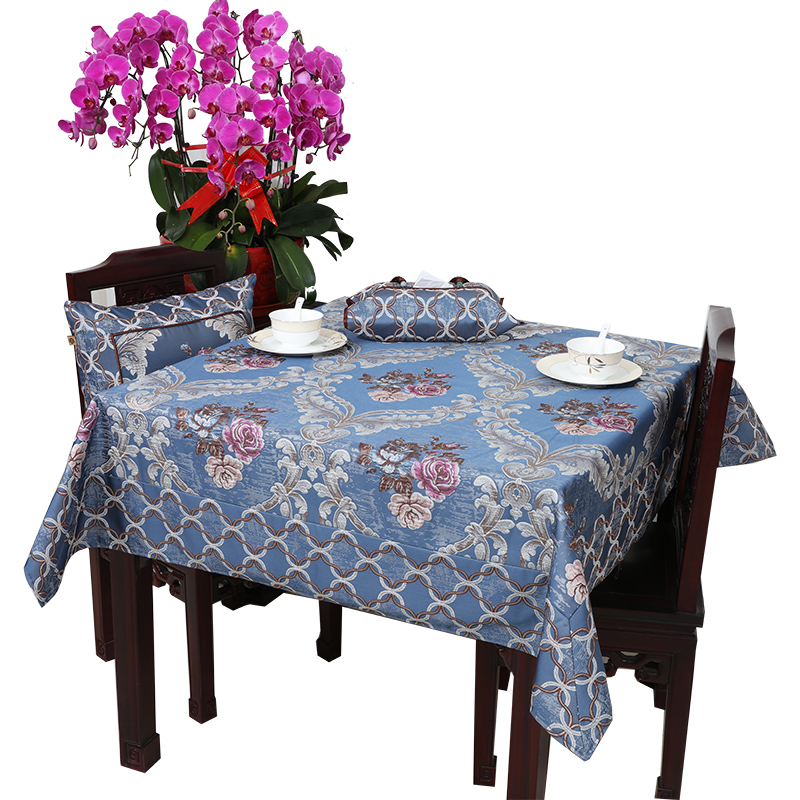 欧式美式厚餐桌布艺台布茶几布方 圆桌布椅套装桌旗餐垫定制