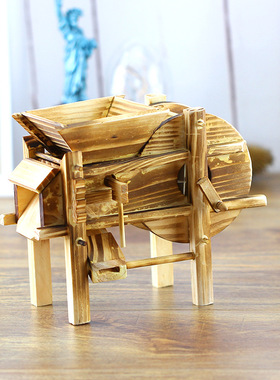 创意仿古谷风车木质工艺品摆件农具模型装饰品学生礼品