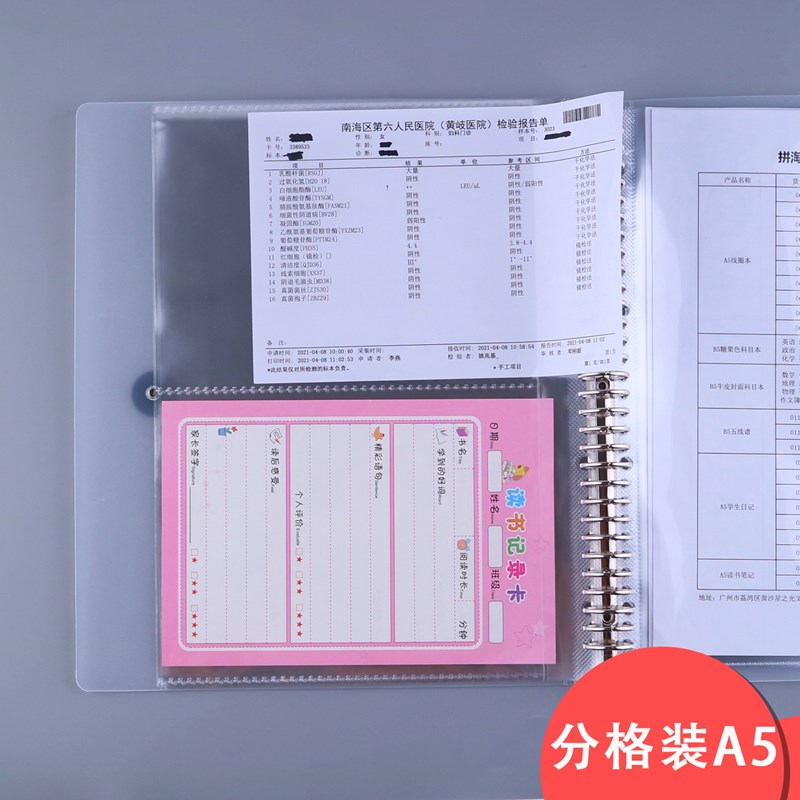 活页收纳册a5孕检报告检查单收纳袋记录产检本高清插页a4资料册10