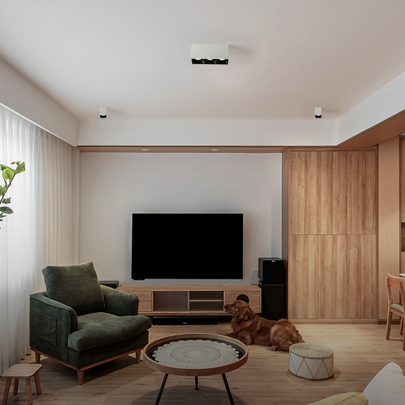 单头双头三头明装筒灯方形客厅过道玄关书房卧室防眩北欧极简射灯