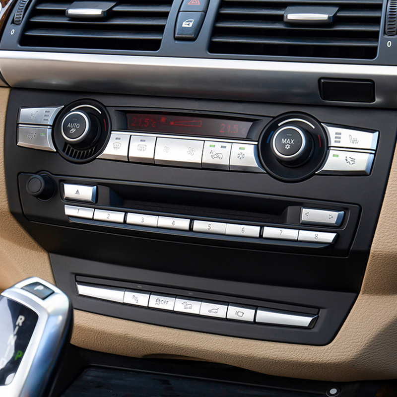 08-09-10-13款宝马老X5/E70空调按键 X6/E71多媒体手刹按键装饰贴