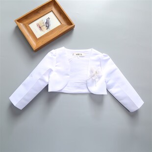 女童礼服披肩长袖儿童披风花童礼服公主外搭短款开衫小外套香槟色