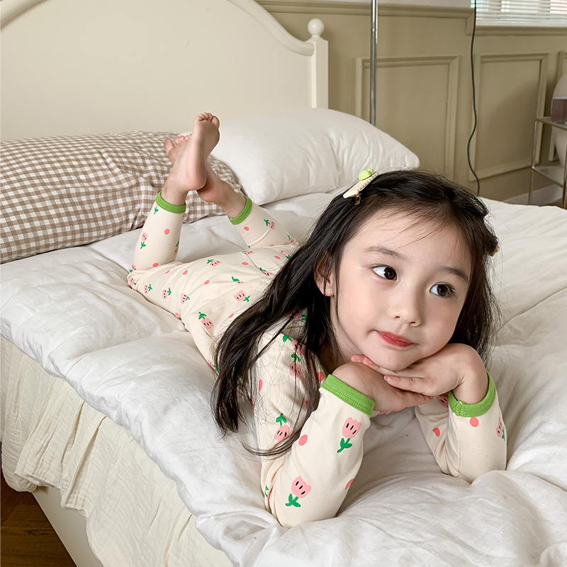 推荐儿童睡衣两纯棉内衣套组春秋冬男女童宝宝A类羊毛拉架卡通家