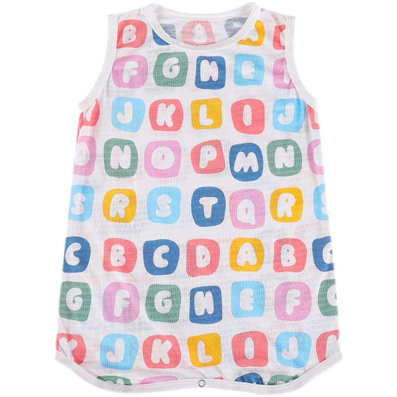 婴儿睡袍夏季薄款儿童竹纤维男童女孩卡通无袖连体睡衣宝宝防踢被