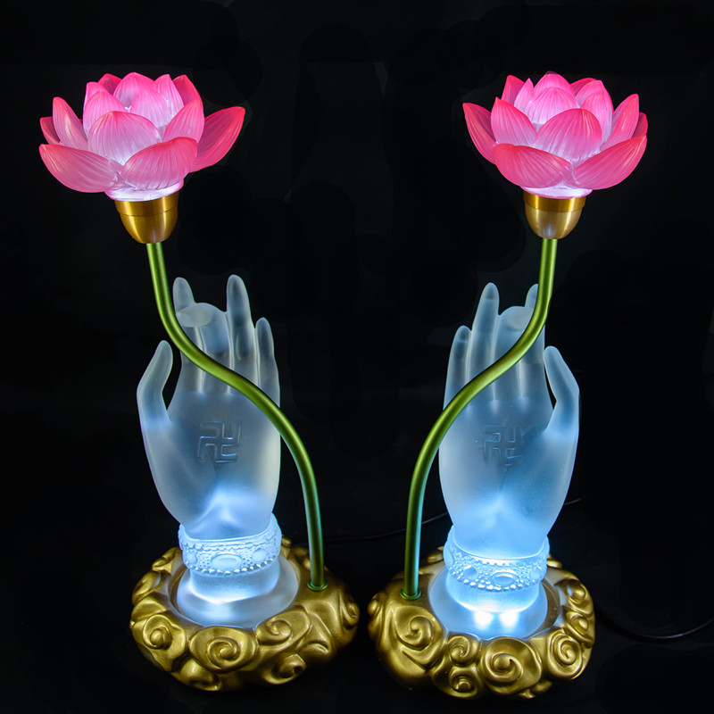 琉璃佛手LED莲花灯长明灯佛前供灯观音神台灯家用仙堂供奉灯插电