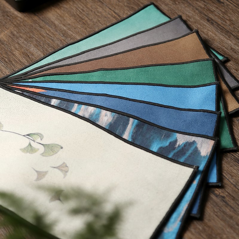 精品彩绘麂皮吸水茶巾毛绒养壶巾彩绘禅意功夫茶具配件毛巾茶道垫