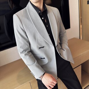 新中式盘扣西服男外套高级感中国风青果领结婚宴会西装礼服男上衣