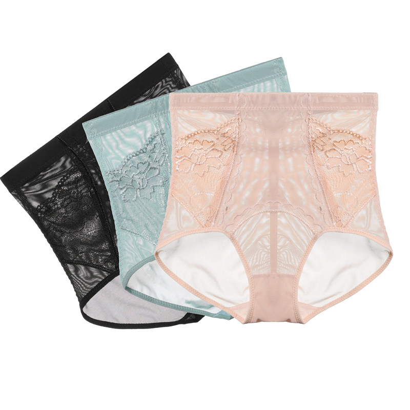 春夏薄款女产后中高腰收腹内裤网纱收腰美体塑身收腹裤提臀三角裤