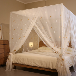 落地蚊帐家用2023新款高级感纱帘三门大空间卧室加密老式纹账