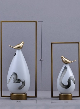 新中式陶瓷小鸟客厅摆件软装饰品酒柜电视柜酒店玄关博古架子摆设