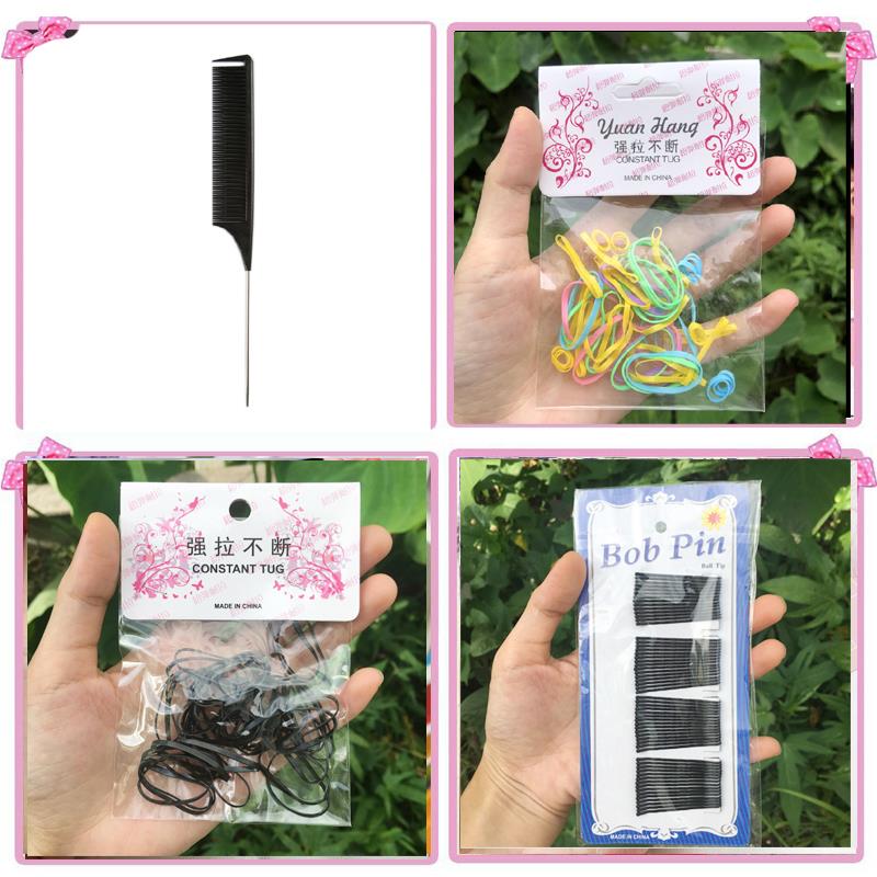 氏儿童成人舞台妆表演出黑彩色橡皮筋发绳 一字夹卡子发夹 梳子