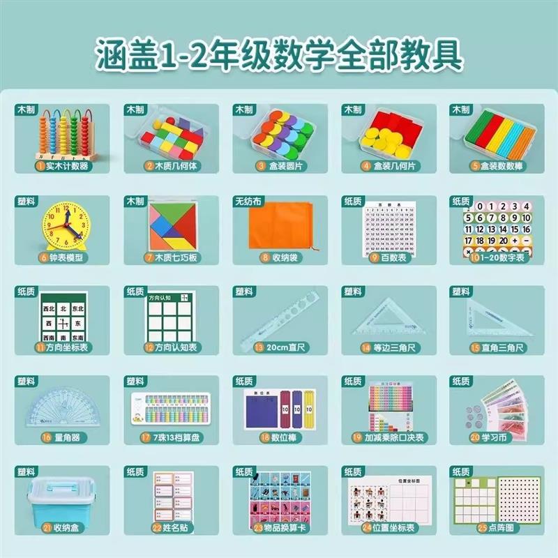 一年级上册数学教具套装小学用品七巧板计数器WZ