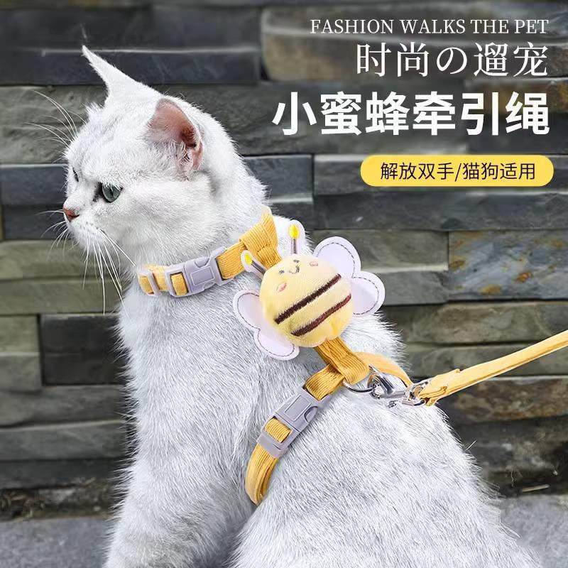 猫咪牵引绳宠物专用防挣脱外出兔子背心遛猫专用溜小狗炼子猫绳子
