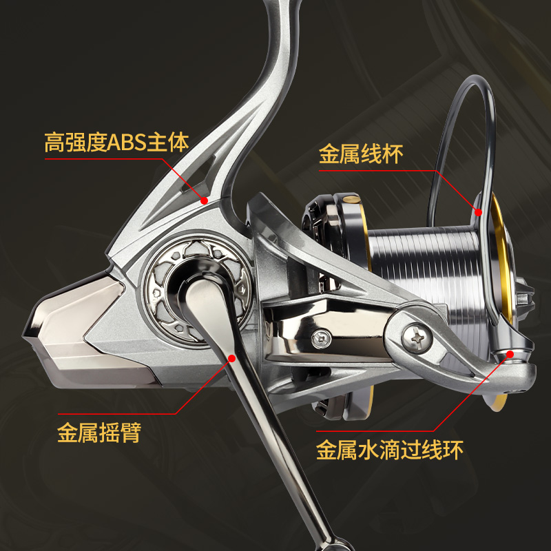 锚鱼轮巨大物轮远投轮全金属无间隙纺车轮铁板锚杆海竿渔轮鱼线轮
