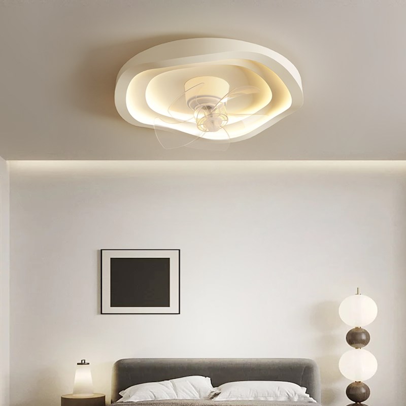 卧室风扇灯吸顶灯现代简约电风扇智能一体新款儿童房摇头房间灯具