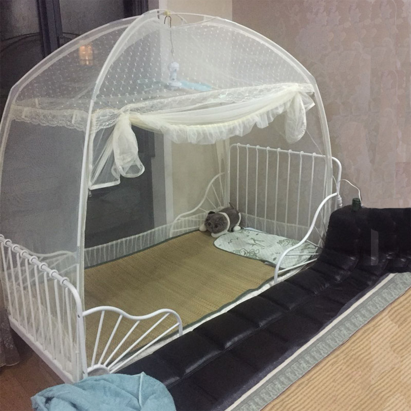 168*88儿童拼接护拦床蚊帐蒙古包公主婴儿小床带支架学生防蚊罩
