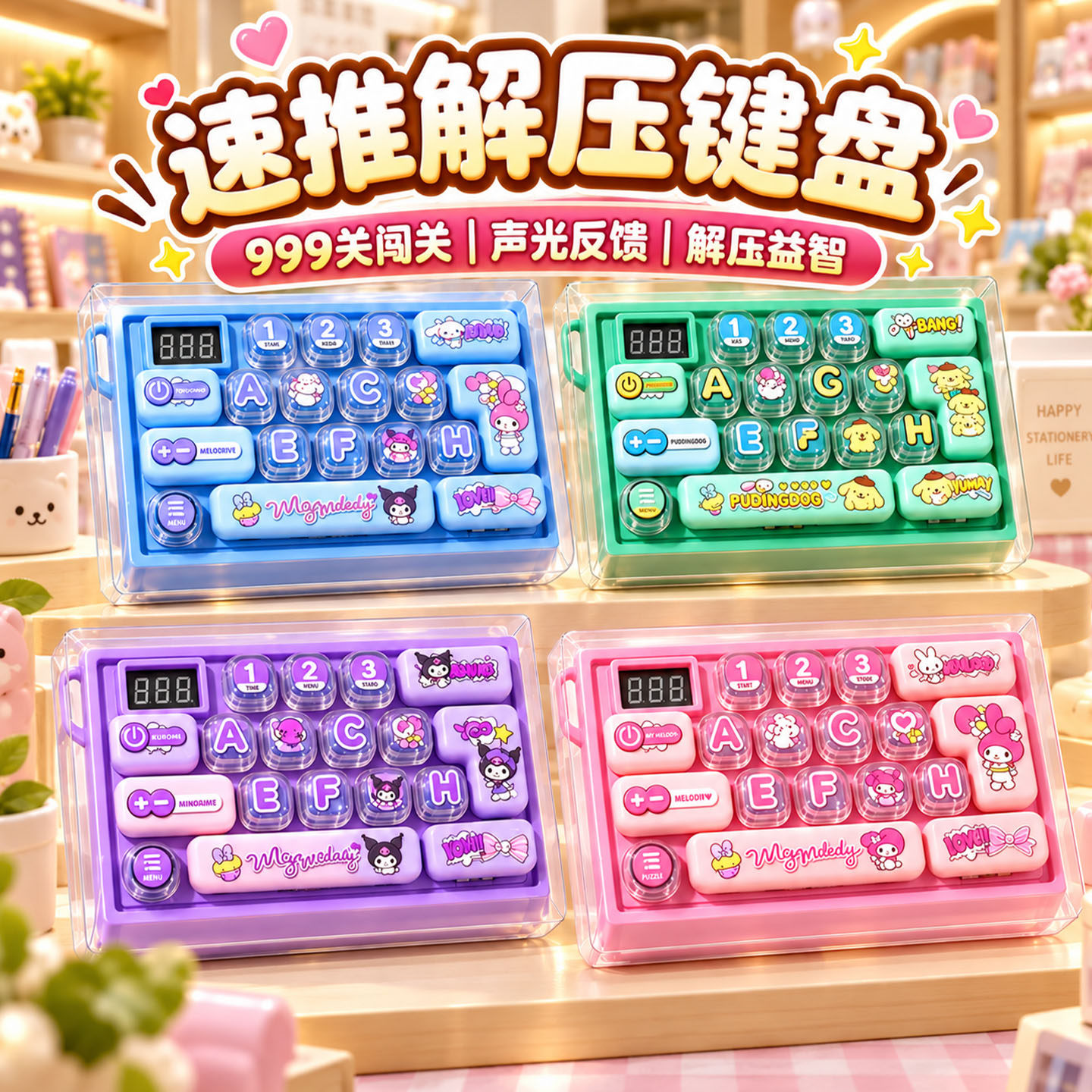 儿童解压键盘玩具速推游戏机按按乐益智闯关专注力反应力手指训练