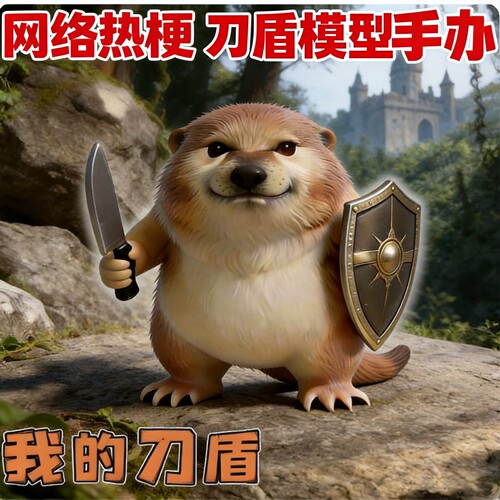 我的刀盾柴犬模型手办儿童玩具