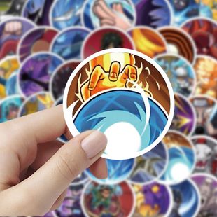 60张火影忍者技能图标贴纸卡通动漫创意装饰手账笔记本防水小贴画