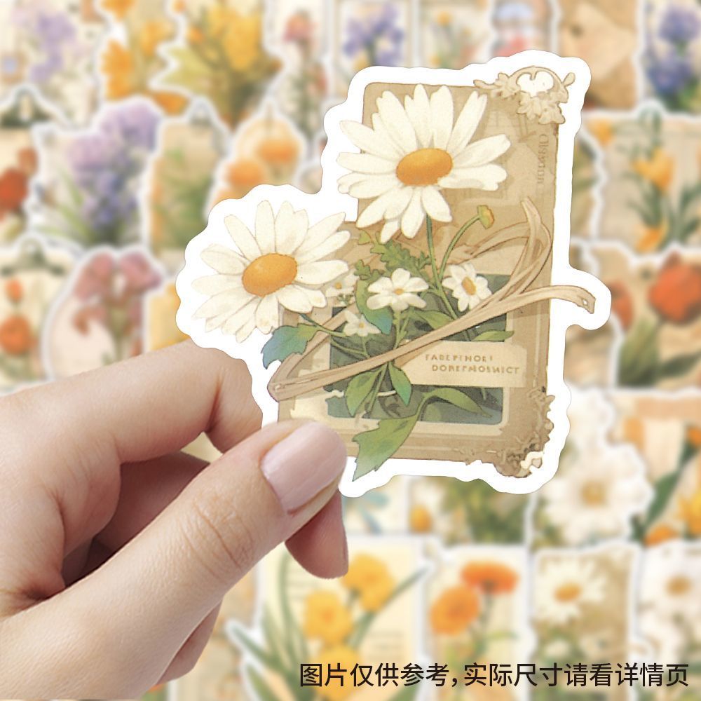 文艺鲜花贴纸ins风标签复古个性小清新物品贴画diy包装笔记本装饰
