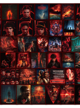 104张怪奇物语电影海报贴纸Stranger Things周边装饰墙面桌面贴画