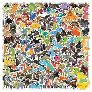 565张侏罗纪世纪恐龙贴纸远古霸主霸王龙迅猛龙三角龙diy卡通贴画