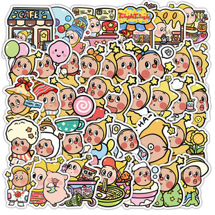 104张Q版 饰手账素材防水小贴画 星星人贴纸可爱卡通萌系儿童女孩装