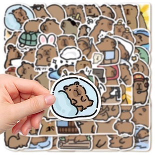 186张卡通卡皮巴拉水豚贴纸可爱搞笑手机壳diy电脑水杯防水贴画