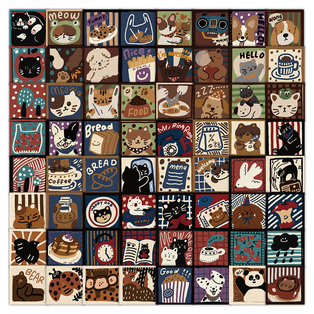 188张美式复古贴纸可爱卡通小猫