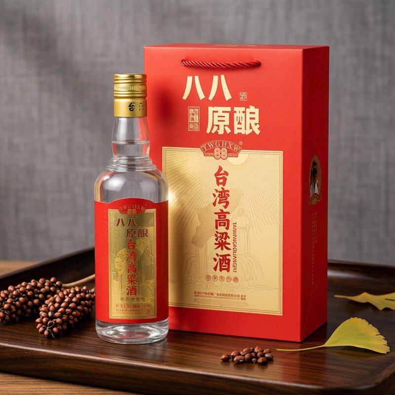 台湾高粱酒53度清香型八八原酿白酒600ml/盒装节日送礼纯粮食酒水