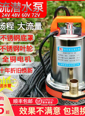 直流潜水泵电动车12V24V48V60V伏一寸高扬程抽水机电瓶浇菜水井泵