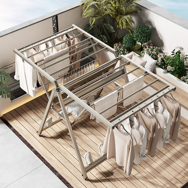 阳台晾衣架落地折叠加厚加粗可移动晒被子神器室内凉杆户外晒衣架