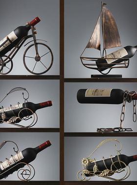 轻奢红酒架摆件现代简约酒柜装饰品小创意家居客S厅桌面工艺摆设